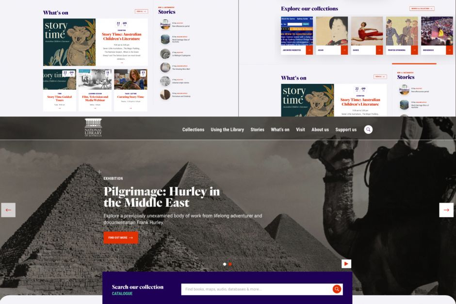 screenshots from the National Library of Australia website